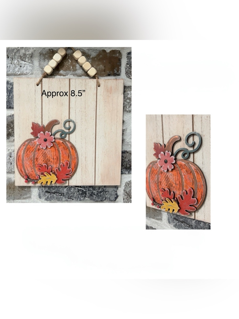 Autumn Pumpkin Wall Plaque - Orange